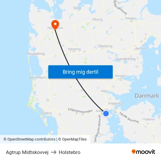 Agtrup Midtskovvej to Holstebro map