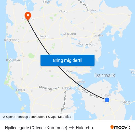 Hjallesegade (Odense Kommune) to Holstebro map