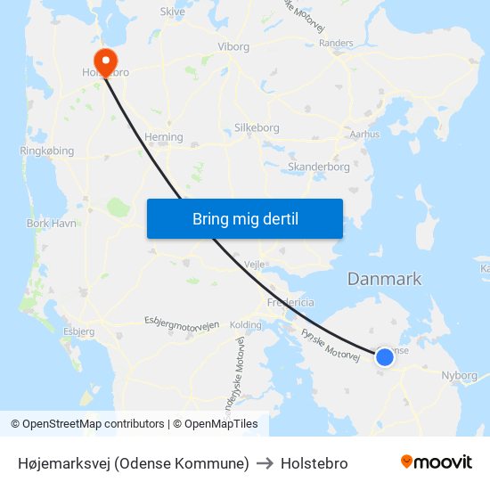 Højemarksvej (Odense Kommune) to Holstebro map