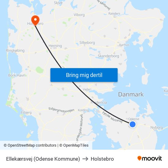 Ellekærsvej (Odense Kommune) to Holstebro map
