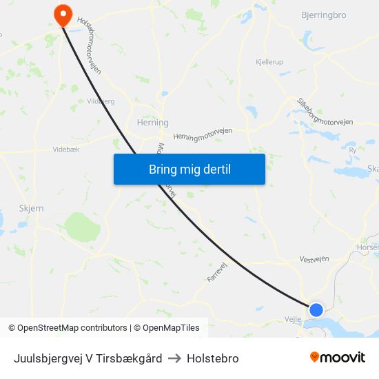 Juulsbjergvej V Tirsbækgård to Holstebro map