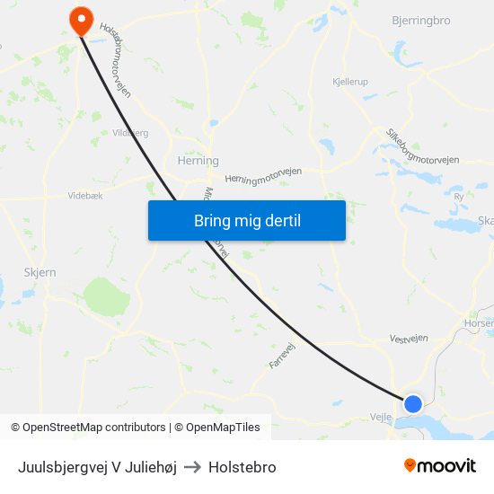 Juulsbjergvej V Juliehøj to Holstebro map