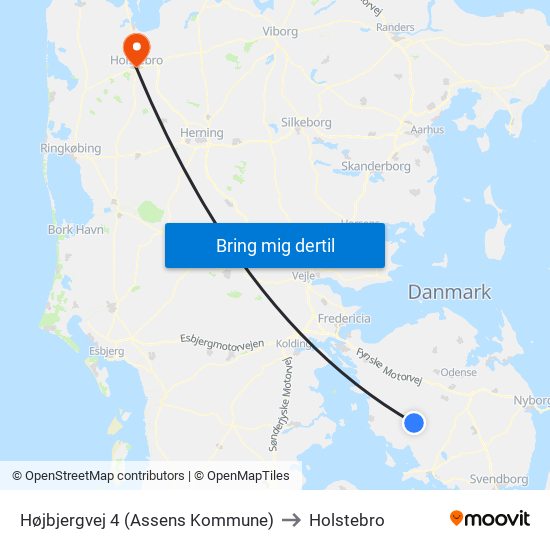 Højbjergvej 4 (Assens Kommune) to Holstebro map