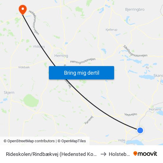 Rideskolen/Rindbækvej (Hedensted Kom) to Holstebro map