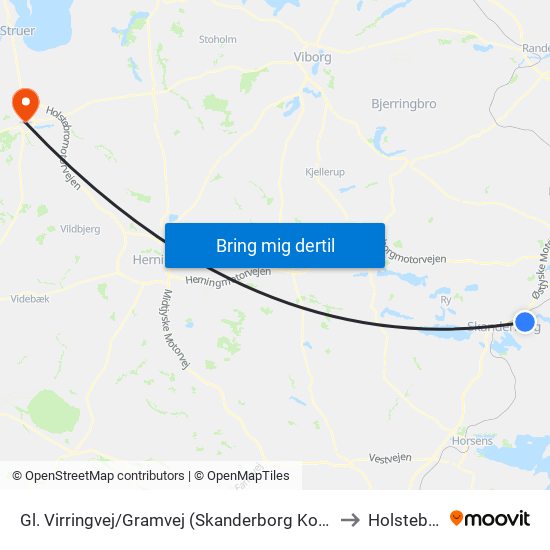 Gl. Virringvej/Gramvej (Skanderborg Kom) to Holstebro map