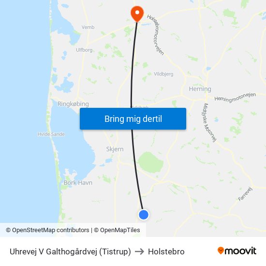 Uhrevej V Galthogårdvej (Tistrup) to Holstebro map