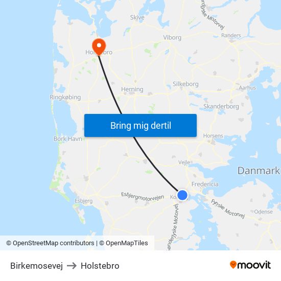Birkemosevej to Holstebro map