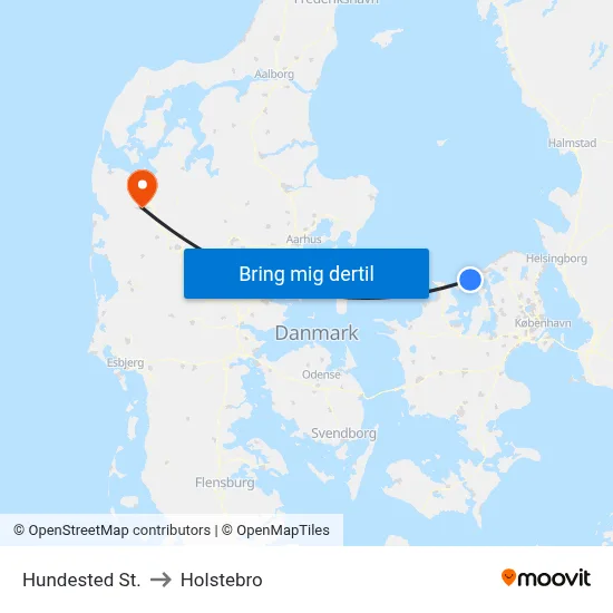 Hundested St. to Holstebro map