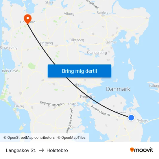 Langeskov St. to Holstebro map