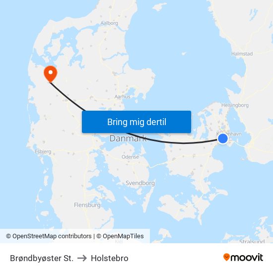 Brøndbyøster St. to Holstebro map