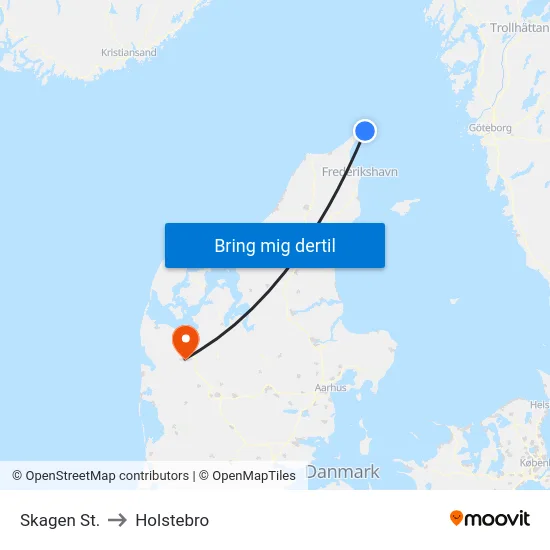 Skagen St. to Holstebro map