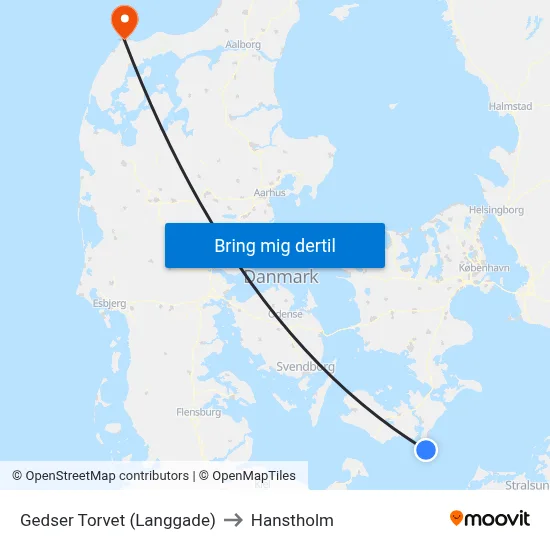 Gedser Torvet (Langgade) to Hanstholm map