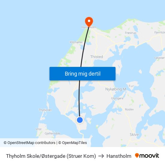 Thyholm Skole/Østergade (Struer Kom) to Hanstholm map