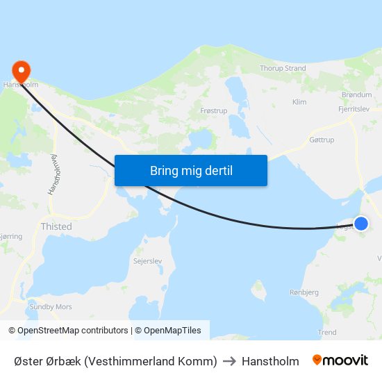 Øster Ørbæk (Vesthimmerland Komm) to Hanstholm map