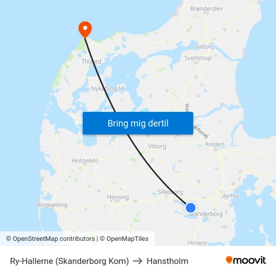 Ry-Hallerne (Skanderborg Kom) to Hanstholm map