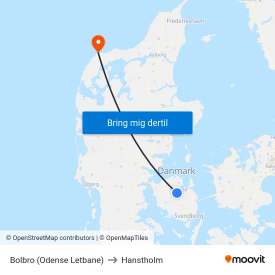 Bolbro (Odense Letbane) to Hanstholm map