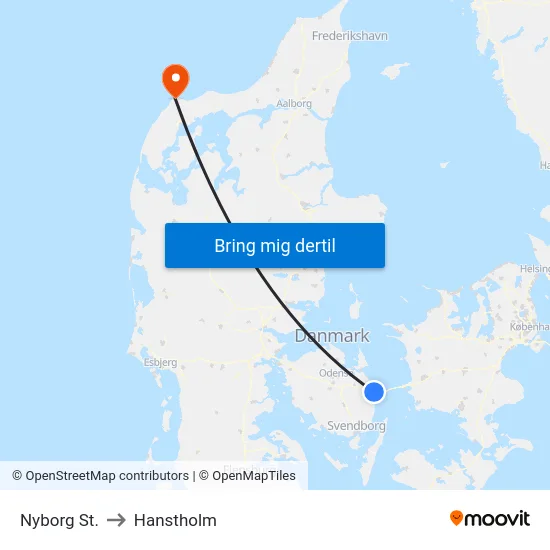 Nyborg St. to Hanstholm map