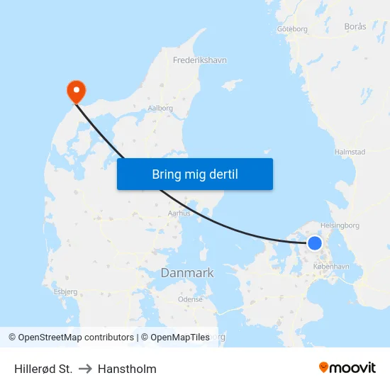 Hillerød St. to Hanstholm map