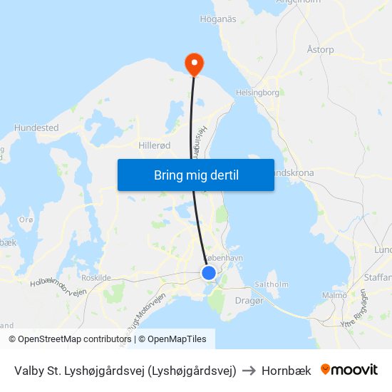 Valby St. Lyshøjgårdsvej (Lyshøjgårdsvej) to Hornbæk map