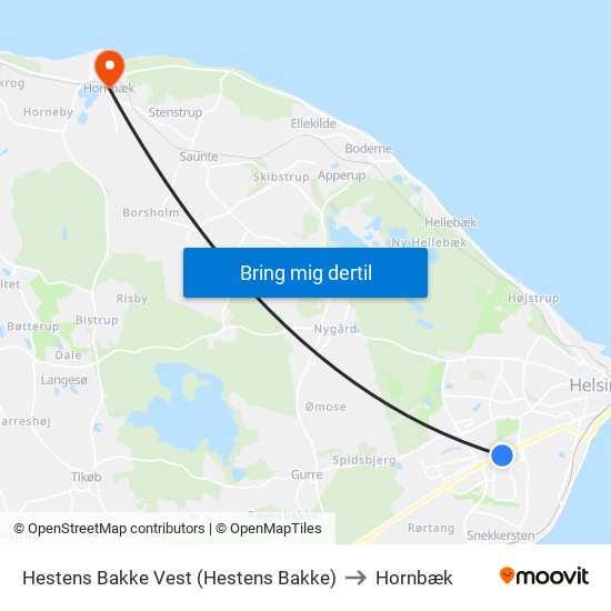 Hestens Bakke Vest (Hestens Bakke) to Hornbæk map