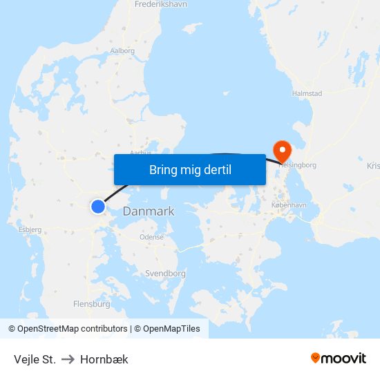 Vejle St. to Hornbæk map