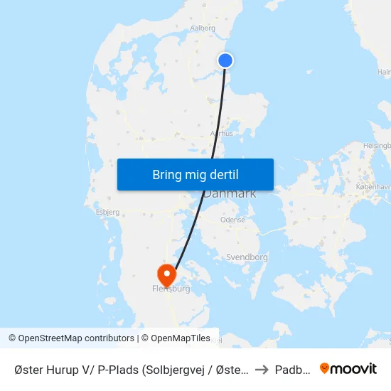 Øster Hurup V/ P-Plads (Solbjergvej / Øster Hurup) to Padborg map