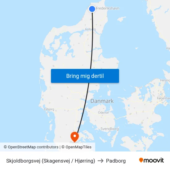 Skjoldborgsvej (Skagensvej / Hjørring) to Padborg map