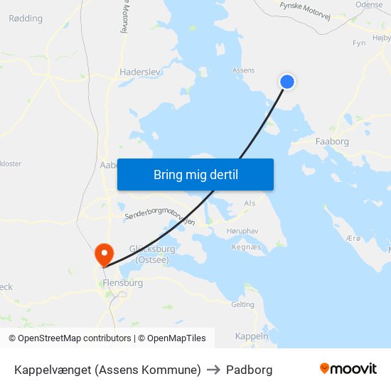 Kappelvænget (Assens Kommune) to Padborg map