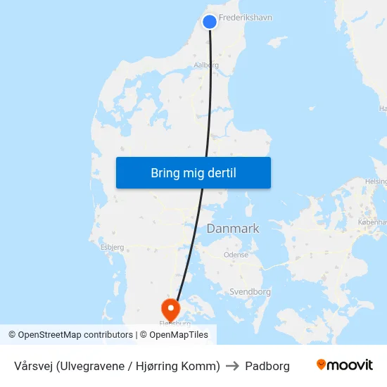 Vårsvej (Ulvegravene / Hjørring Komm) to Padborg map