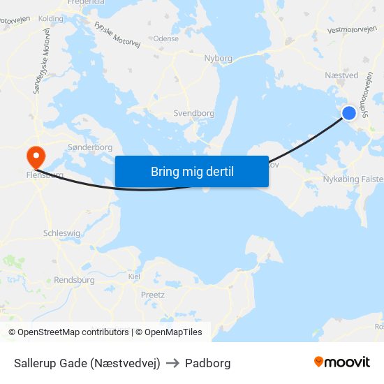 Sallerup Gade (Næstvedvej) to Padborg map