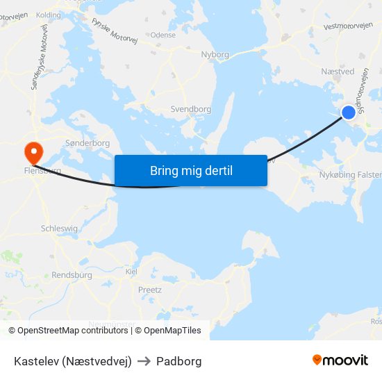 Kastelev (Næstvedvej) to Padborg map