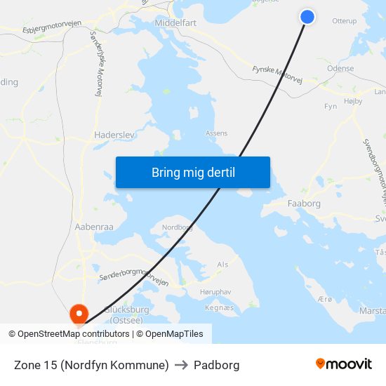 Zone 15 (Nordfyn Kommune) to Padborg map