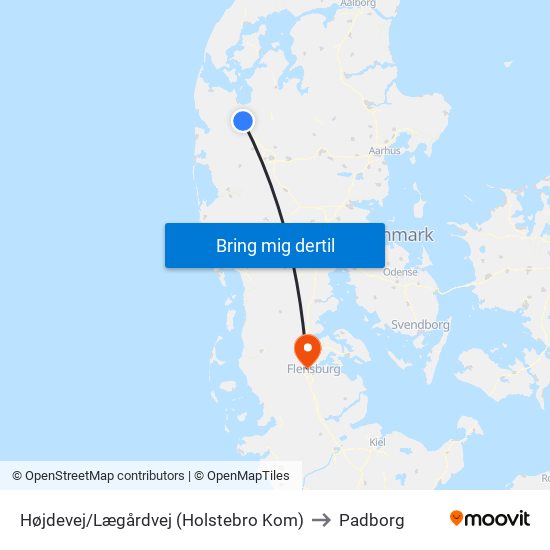 Højdevej/Lægårdvej (Holstebro Kom) to Padborg map
