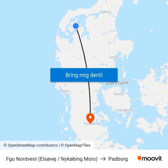 Fgu Nordvest (Elsøvej / Nykøbing Mors) to Padborg map