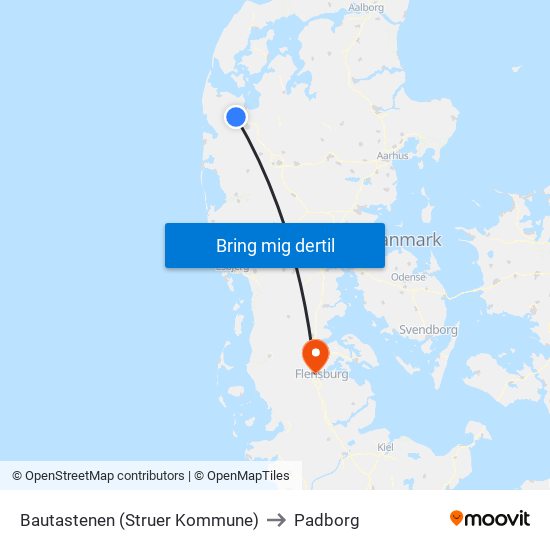 Bautastenen (Struer Kommune) to Padborg map