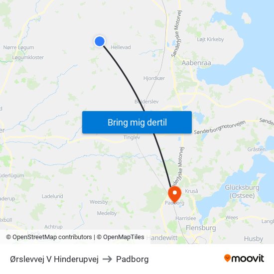 Ørslevvej V Hinderupvej to Padborg map