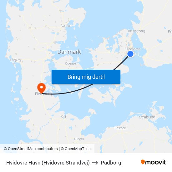 Hvidovre Havn (Hvidovre Strandvej) to Padborg map