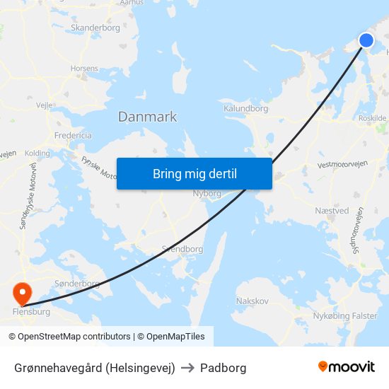 Grønnehavegård (Helsingevej) to Padborg map