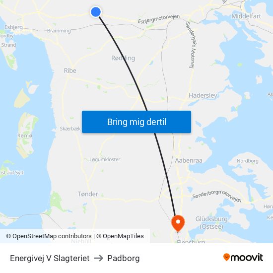 Energivej V Slagteriet to Padborg map