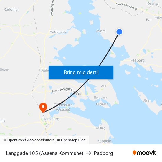 Langgade 105 (Assens Kommune) to Padborg map