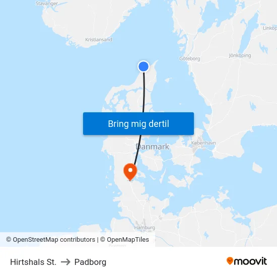 Hirtshals St. to Padborg map