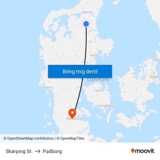 Skørping St. to Padborg map