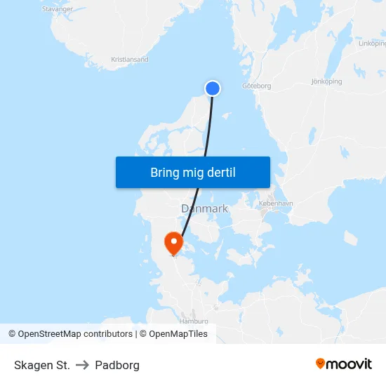 Skagen St. to Padborg map
