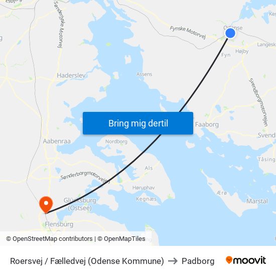 Roersvej / Fælledvej (Odense Kommune) to Padborg map