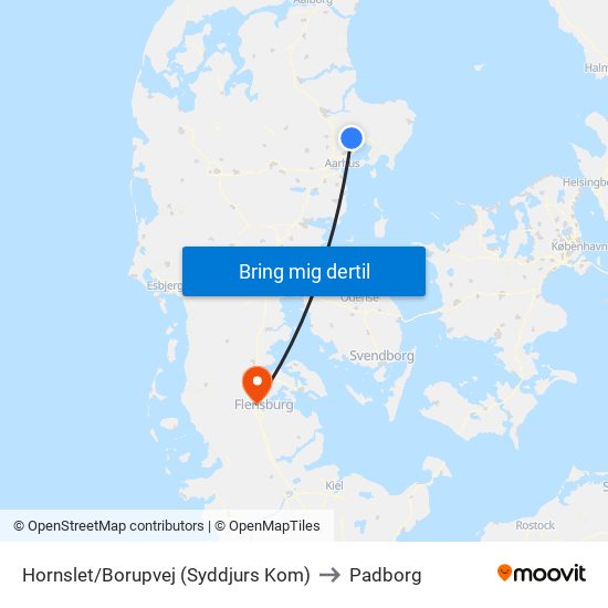 Hornslet/Borupvej (Syddjurs Kom) to Padborg map