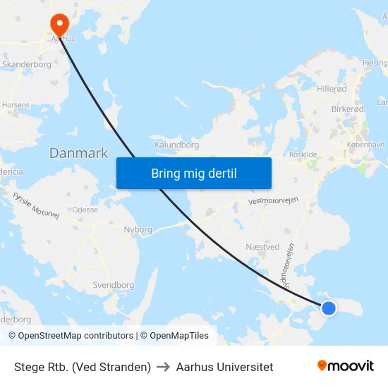 Stege Rtb. (Ved Stranden) to Aarhus Universitet map