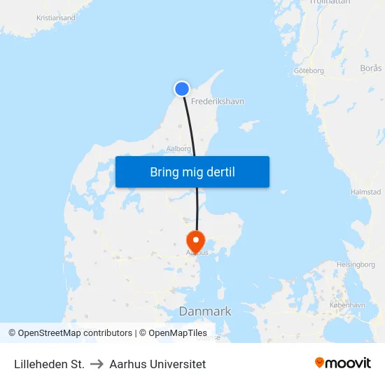 Lilleheden St. to Aarhus Universitet map