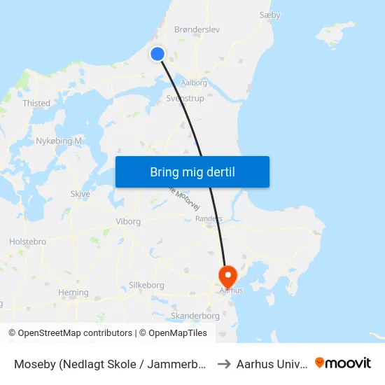 Moseby (Nedlagt Skole / Jammerbugt Kommune) to Aarhus Universitet map
