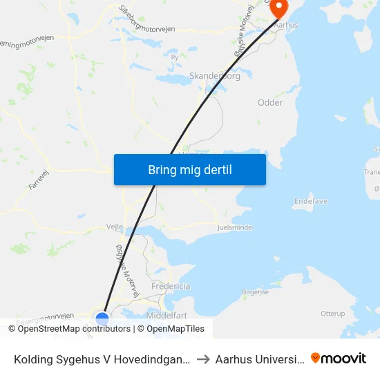 Kolding Sygehus V Hovedindgangen to Aarhus Universitet map