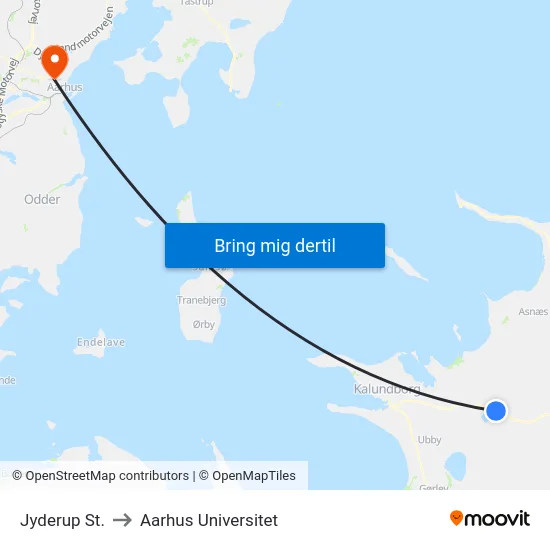 Jyderup St. to Aarhus Universitet map